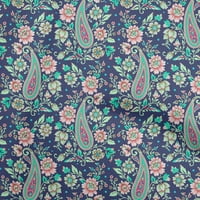 Onuone Pamuk Cambric Royal Plava tkanina Paisleys Tkanina za šivanje tiskane ploče od tiskane od dvorišta široko
