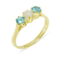 Britanci napravio 14k žuti zlatni prirodni prsten i plavi Topaz Womens Ring - Veličine opcije - Veličina