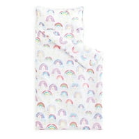 EXTRAL LONG NAP MAT s uklonjivim jastukom za djecu Dječji dječaci Djevojke Dančari Predškolska vrtića za spavanje, duge i oblaci ispisani na bijeloj boji, meka mikrofibra