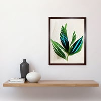 Tropska biljna pernata listove zelene tirkizne jednostavne botaničke ilustracije Art Print Framed Poster