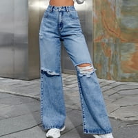 Ženske hlače opuštene su solidne boje labave visokog struka ravne pantalone Jean