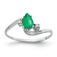 Čvrsta 14k bijelo zlato 6x kruška smaragdno zelena maja drage dijamantne zaručničke prstene veličine