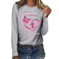 Jesen odjeća za žene Žene Rak dojke Top Ležerne prilike dugih rukava O-izret Duks s pulover Bluza Osnovni