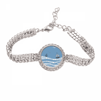 Morski talasni brod Pejzažni oblak ilustracija tenis lanac Anklelet narukvica Dijamantni nakit