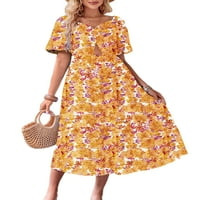 Paille dame maxi haljine kratki rukav ljetni plažni suncobran cvjetni tisak duga haljina labava zabava