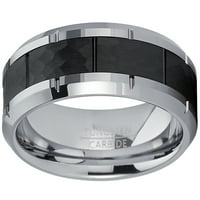 Muški crni čekić ušuljeni prsten za vjenčani prsten za volfram Carbide, Comfort Fit 15