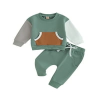 Lisenrain Baby Boy Fall trenerke kontrastne boje dugih rukava dugim rukavima džep elastične hlače odijelo
