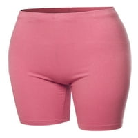 A2Y ženski osnovni čvrsti premium pamuk srednje bedre visoke bicikliste Bermuda kratke hlače svijetla ružičasta 1xl