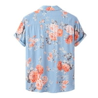 Muška majica Ljeto Lood Fit Hawaii cvjetni ispisani kratki rukav na havajsku košulju