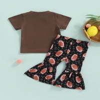 Djevojke za dijete Ljeto odijelo Kratki rukav za ispis srca T-majica + fudbalska ispis set zvona