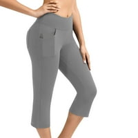 Tajice za žene Visoki struk Slim Comfy Workout Yoga Capri pantalone sa džepovima Ljetni sportski trke