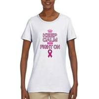 Budite mirni i borite se na svijesti o raku dojke Ženska grafička majica, bijela, srednja
