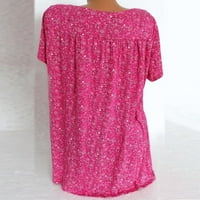 Bazyrey bluza za žene Women plus veličina kratkih rukava V-izrez za ispis bluza pulover majica vruća