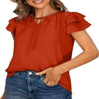 Ljetni šifon vrhovi pletene majice casual ruffle kratki rukav vrh V izrez tunika vrhova TEE bluza za žene