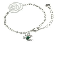 DELIGHT nakit silvertone mini zeleno drvo žaba srebrna-tonska narukvica sa cvijećem lanca, 6,75 + 2