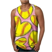 Vrhovi rezervoara za muškarce Ljeto bejzbol srce Print majice bez rukava Casual Beach odmor za odmor