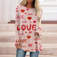 Blusas Para Mujer Valentines Dnevna bluza Valentinovo Pokloni za djevojke Djevojke Djevojke Heart Majica Valentine Tors Ters T-majice Vrhovi Bluze