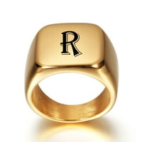 Toyella nehrđajući čelik Signet prazan obični prsten visoki polirani zlatni ton zlatni g br. 9