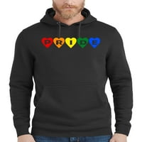 Muški ponos Rainbow Hearts F Black Pulover Hoodie Veliki