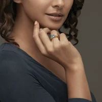 Indija Melina zvona: dijamant i plavi Topaz elegancija u 18KT Žuto zlato