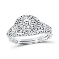 14kt bijeli zlatni okrugli dijamant Bridal Wedding prsten set CTTW