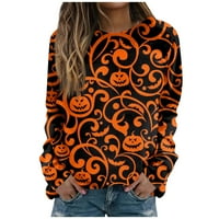 KugliceFHK Ženska povremena moda Halloween Print pulover s dugim rukavima O-izrez