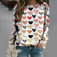 Ženska ljubavna dukserica za srce Sretna majica za Valentinovo Grafički dugi rukav Crewneck pulover