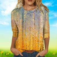 Jesenski vrhovi za žensku modnu ženu okrugli vrat 3 4Sleeve majica Jesen tiskanje bluza vrhova dukserica