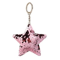Žene Glitter Sequins Star Car Keychain Keychain Key prstenaste torbe Viseći privjesak za ornament