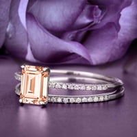 Art Deco 2. Carat Emerald Cut Morgatite i dijamantski movali za angažman za angažman, vjenčani prsten
