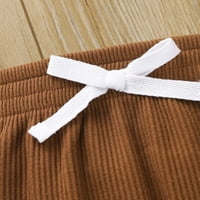 Symoidni setovi odjeće za djevojke za djevojke od pamuka Božićni pokloni Dugi rukav Solid djece Bež