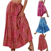 Qolati suknje za žene Trendi ljetni etnički stil Print Boho Maxi suknje Ležerne prilike za crtanje visokih