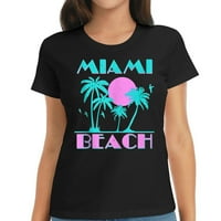 Retro Miami Beach 70S 80-ih Stil Vintage Žene Slatka majica kratka rukava za žene, ljetna grafička majica