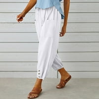 Tawop posteljine hlače za žene Ljeto Žene Capri hlače za ljetne bijele posteljine hlače modne žene ljetne