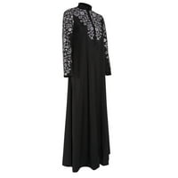 Haljine za žene Casual Okrugli dekolte s dugim rukavima Summer Maxi A-Line Crna tiskana haljina 4xl