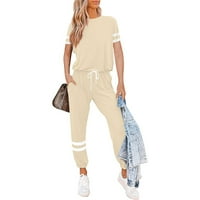 Tobchonp Solid Color Sportwear O-izrez kratki rukav Ležerne duksericke majice Slim Fit Ljetni ženski