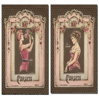 Klasični korzeti; Lijep, vintage francuski ružičasti sitnice; Dva otiska plakata