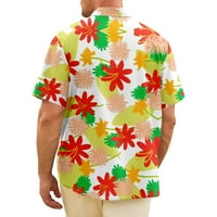 Muški kratki rukav crovni cvjetni cvjetni životinje tiskana košulja Redovna fit poplina gumba niz majice