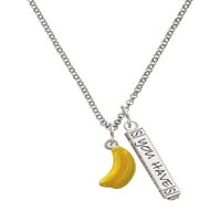 Delight nakit Silvertone 3-D žuti emajl bananas Silvertone uživo u životu koji ste zamislili ogrlicu