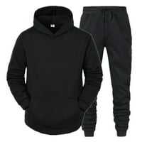 Objave za muškarce jesen i zimski set Leisure Solid Color patentni patentni patentni džemper hlače Sportski odijelo Black