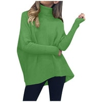 Cuoff ženske modne džempere za žene plus veličine labave boje u boji nepravilni rub visoki vrat pulover