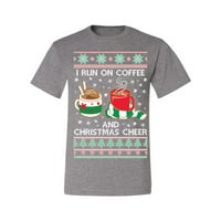 Divlji Bobby, trčim na kafi i božićne veselje ružno božićne džemper muškarci grafički tee, heather siva,