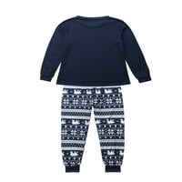 Porodica podudaranje božićne pidžame postavio je roditelj-dijete dugih rukava i duge hlače tamno plava