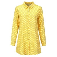 Ženske vrhove bluza Čvrsta duga rukava Ležerne prilike, Ljetne tunike Henley Fashion Yellow 3xl