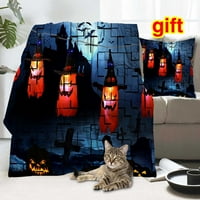 Halloween Dekorativni pokrivač sa jastukom, pokrivač za ghost za spavaću sobu estetika, 239,40x58