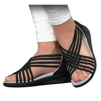 Ženske dame modne casual čvrste platforme otvorenih noktiju Sandale cipele za plažu crna 6.15766