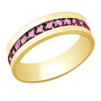 Simulirani ružičasti safir muški vječni prsten za vjenčanje u 14K čvrstog zlata sa veličinom prstena