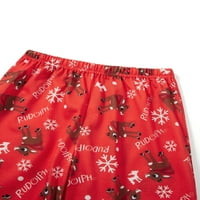 Božićna porodica pidžama, dugih rukava DEER CREW TOP ROMPER, Full Deer Snowflake duge hlače, božićna