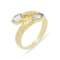 Britanska napravljena 10k žuto zlato prirodni prsten za prirodne akvamarinske žene - Opcije veličine