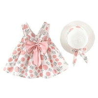 Ljetne haljine za djevojke za dijete Dječja dot Print Hat Princess Dječji kaiš luk bez rukava i suknje